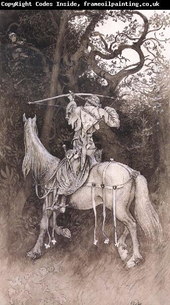 Carl Larsson Erland Draws His Bow Pen and ink Wash-drawing